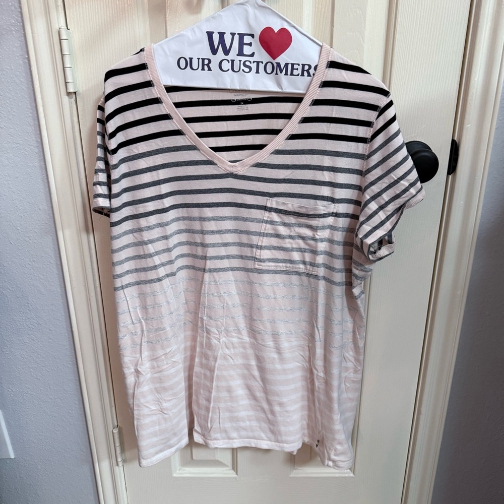 Calvin Klein Black and Pink Striped Top